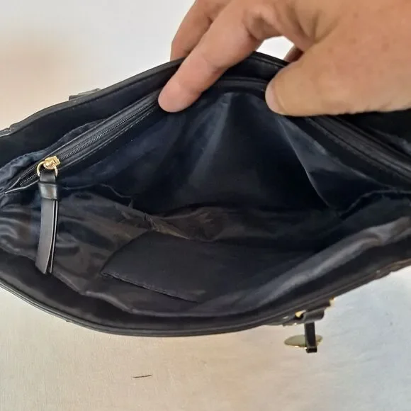 Tommy Hilfiger Shopper Tote Bag Signature TH Pattern Black 9-1/2"×10"×2-1/2" - Picture 10 of 15